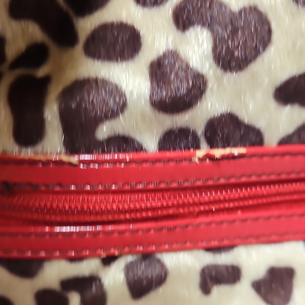 Vintage Bath & Body Works Leopard Tote with Red Trim And Red Satin Lining - Picture 11 of 15